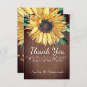 パーソナライズ カスタム ラスティック シック ヒマワリ バーン ウッド サンキューカード (正面/裏面)