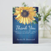 パーソナライズ カスタム ラスティック ブルー ヒマワリ バーンワッド サンキューカード (スタンド正面)
