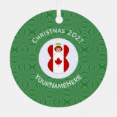 パーソナライズ カナダの天使 クリスマス フラッグ メタルオーナメント (裏面)