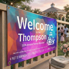 パーソナライズ カラフル ジオメトリック ファミリー リユニオン 横断幕