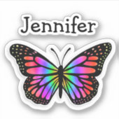 パーソナライズ カラフル バタフライ ネーム シール (正面)