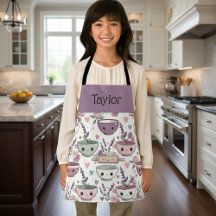 パーソナライズ キッズ エプロン お母さんとお揃い かわいいスマイル