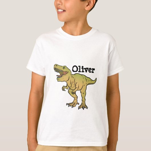 パーソナライズ キッズ T-REX 恐竜 バースデー Tシャツ (正面)