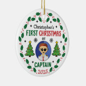 パーソナライズ キャプテン 氏名入り クリスマス セラミックオーナメント (右)