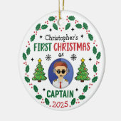 パーソナライズ キャプテン 氏名入り クリスマス セラミックオーナメント (左)