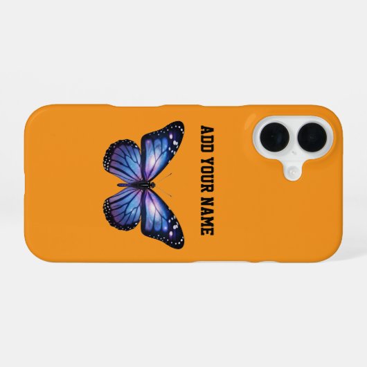 パーソナライズ ギャラクシー 蝶 コズミック ネビュラ アート iPhone 16ケース (裏面横)