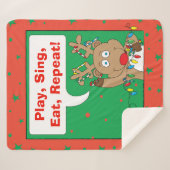 パーソナライズ「クリスマストナカイ」毛布/媒体 シェルパブランケット (正面(横))