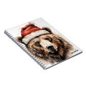 パーソナライズ：クリスマスハットでクマ | ノートブック (右側)
