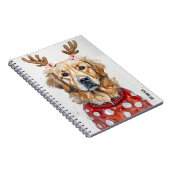 パーソナライズ:クリスマス犬と〔雄ジカの〕枝角 ノートブック (右側)