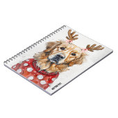 パーソナライズ:クリスマス犬と〔雄ジカの〕枝角 ノートブック (左側)
