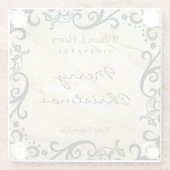 パーソナライズ クリスマス マーブル スクロール ワイン ガラスコースター (裏面)