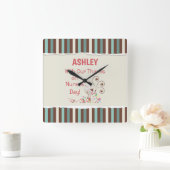 パーソナライズ,グループから,幸せなナースの日,鳥 スクエア壁時計 (ホーム)