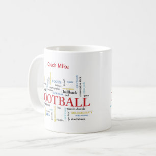 パーソナライズ、サッカーコーチは言葉であなたに感謝 コーヒーマグカップ