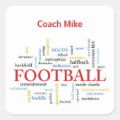 パーソナライズ、サッカーコーチは言葉であなたに感謝 スクエアシール (正面)