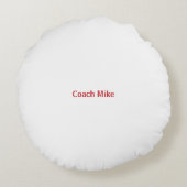 パーソナライズ、サッカーコーチは言葉であなたに感謝 ラウンドクッション (裏面)