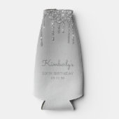 パーソナライズ シルバー グリッター ドリップ 50歳の誕生日 ボトルクーラー (正面)