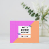 パーソナライズ - ジオメトリック 誕生日 セーブ・ザ・デート ポストカード (スタンド正面)