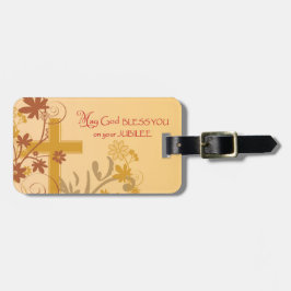 パーソナライズ、ジュビリー記念日ヌーンクロス、渦巻き ラゲッジタグ