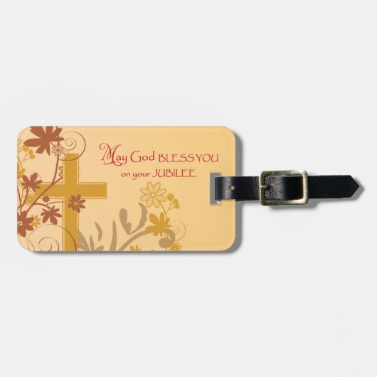 パーソナライズ、ジュビリー記念日ヌーンクロス、渦巻き ラゲッジタグ (正面横)