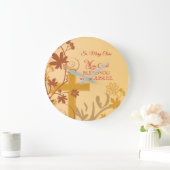 パーソナライズ、ジュビリー記念日ヌーンクロス、渦巻き ラージ壁時計 (ホーム)