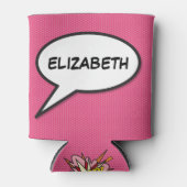 パーソナライズ スピーチ バブル ピンク ファン モダン 缶クーラー (正面)