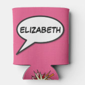 パーソナライズ スピーチ バブル ピンク ファン モダン 缶クーラー (裏面)