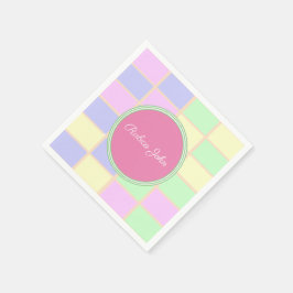 パーソナライズ ソフトパステル グリッド カクテル スタンダードカクテルナプキン
