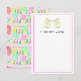 パーソナライズ タッセル ペーパー ピカド ピンク 緑 フィエスタ サンキューカード