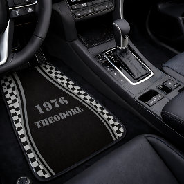 パーソナライズ チェッカー보드 レトロ ステンシル 年 名  カーマット