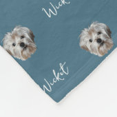 パーソナライズ！ティール（緑がかった色）ペットの写真と名前 フリースブランケット (角)