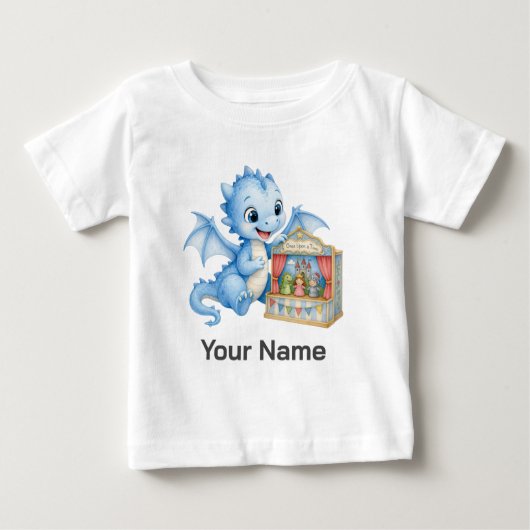 パーソナライズ ドラゴン人形劇場トドラー ベビーTシャツ (正面)