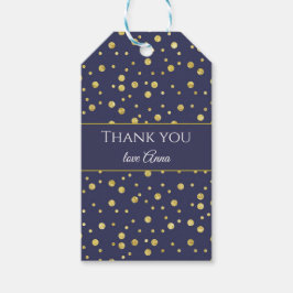 パーソナライズ ネイビーブルー ゴールド ドット ギフトタグ