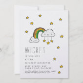 パーソナライズ！ハッピーグリーンレインボー&スターズ 招待状 (正面)