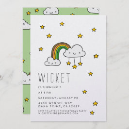 パーソナライズ！ハッピーグリーンレインボー&スターズ 招待状