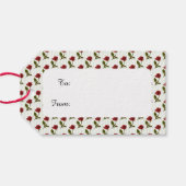 パーソナライズ:ハッピーバースデーの赤いバラのパターン ギフトタグ (裏面横)