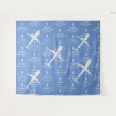 パーソナライズ ハッピーバースデー 航空機 名前 青 タペストリー (正面(横))