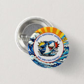 パーソナライズ ハッピー バースデー 航海 ポップ アート 缶バッジ (正面&裏面)