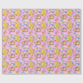 パーソナライズ ハート フラワー スラッグ ベビーシャワー パーティー ラッピングペーパー (フラット)