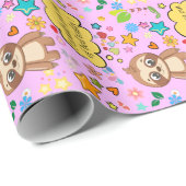 パーソナライズ ハート フラワー スラッグ ベビーシャワー パーティー ラッピングペーパー (ロールコーナー)