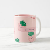 パーソナライズ パステル かわいい イチゴ柄 ツートーンマグカップ (正面右)