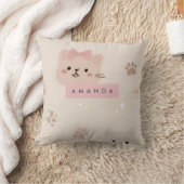 パーソナライズ パステル かわいい 猫 顔 デザイン クッション (ブランケット)