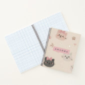 パーソナライズ パステル かわいい 猫 顔 パターン ノートブック (内部)