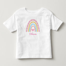 パーソナライズ パステル ボホー レインボー ベビーガール トドラーTシャツ