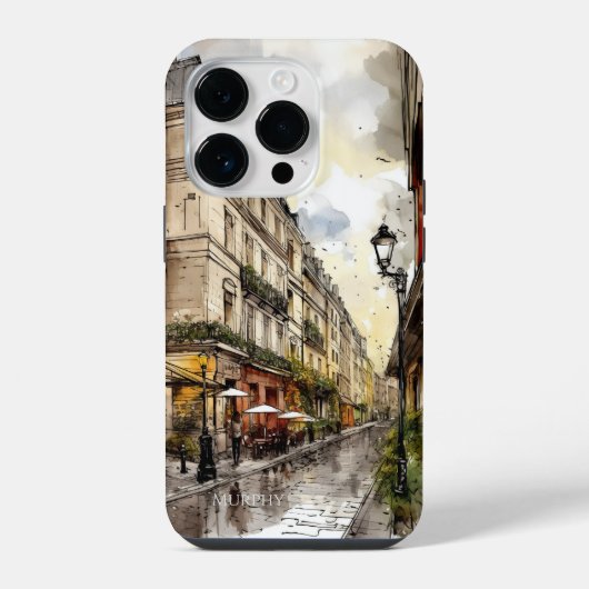 パーソナライズ パリ 水彩 スマホケース iPhoneケース (裏面)
