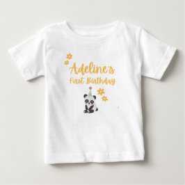 パーソナライズ パンダ 1歳 誕生日Tシャツ ベビーTシャツ