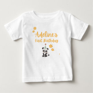 パーソナライズ パンダ 1歳 誕生日Tシャツ ベビーTシャツ