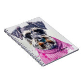 パーソナライズ:ピンクのセーターでシュナウツァードッグ ノートブック (右側)