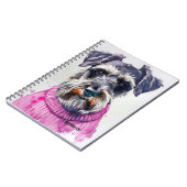 パーソナライズ:ピンクのセーターでシュナウツァードッグ ノートブック (左側)