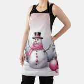 パーソナライズ:ピンクテーマクリスマスツリー&雪だるま エプロン (インサイチュ)