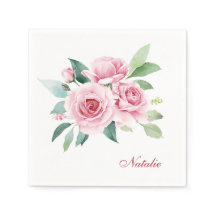 パーソナライズ ピンク ウォーターカラー ローズ